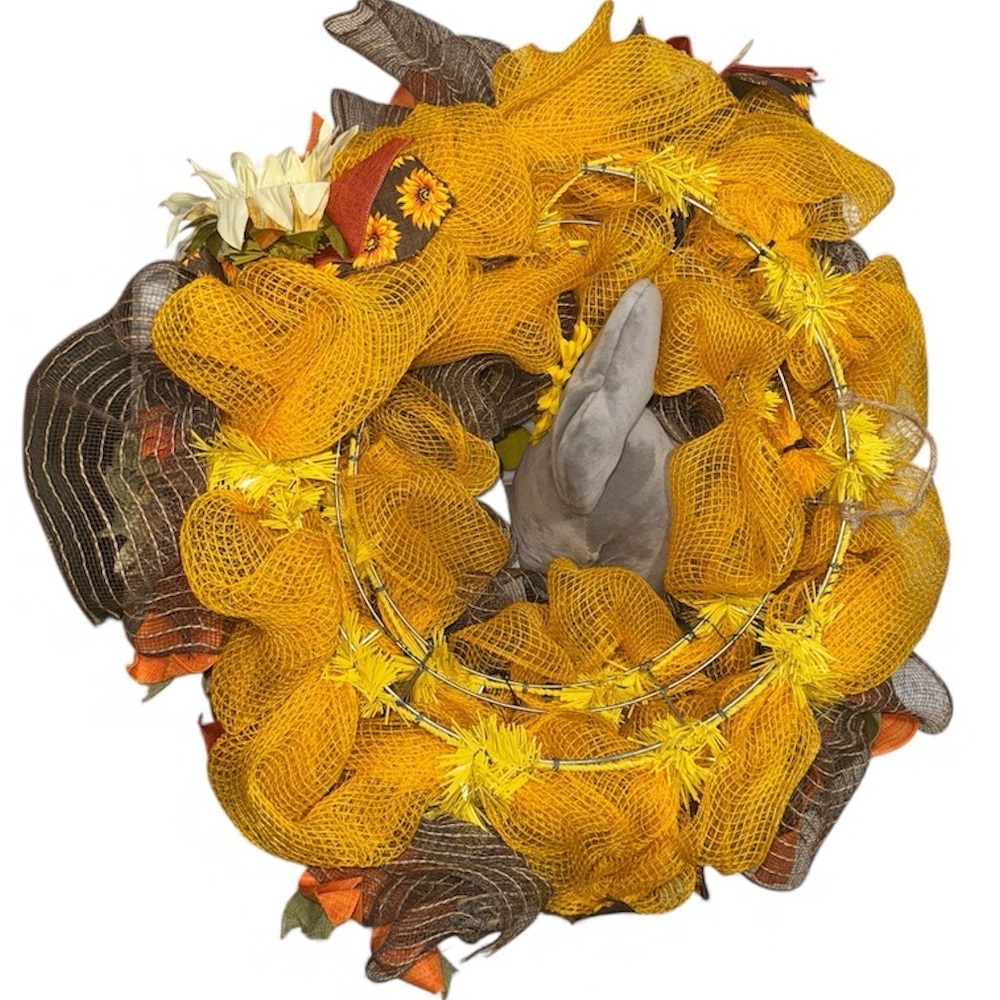 π Vintage One-of-a-Kind Elephant Fall Welcome Wreath β Handmade Decor - Picture 5 of 14
